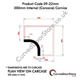 RW09-22 mm 300 Internal (Concave) Cornice - Curved door store .co.uk