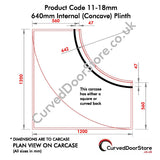 RW11-18 mm 640 Internal (Concave) Plinth - Single - Curved door store .co.uk