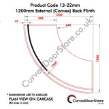RW13-22 mm (Nb:  18 mm Thick) 1200 External (Convex) Plinth - Please Nb:  All Prices + VAT + Delivery where applicable