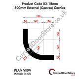 RW03-18 mm 300 External (Convex) Cornice - Curved door store .co.uk