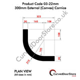 RW03-22 mm 300 External (Convex) Cornice - Please Nb:  All Prices + VAT + Delivery where applicable