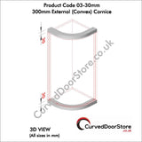 RW03-22 mm 300 External (Convex) Cornice - Curved door store .co.uk