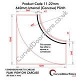 RW11-22 mm 640 Internal (Concave) Plinth - Single - Curved door store .co.uk